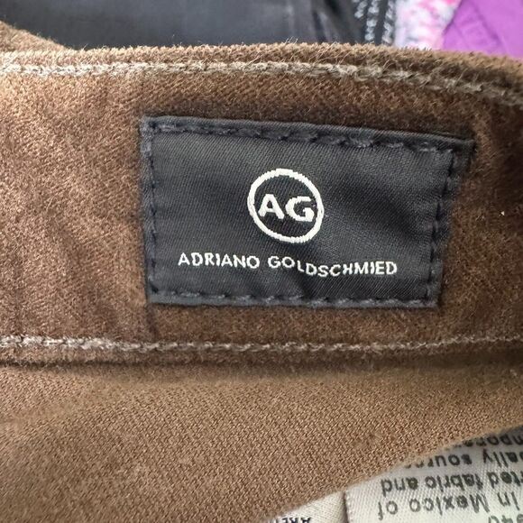 Adriano Goldschmied The Mari Tuxedo Stripe Women 25 R AG Pants Brown Velvet - Picture 5 of 12